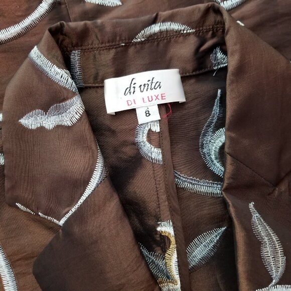 Stunning Di Vita Di Luxe Stunning Floral Embroidered Silky Jacket * Size 8 - Picture 9 of 10